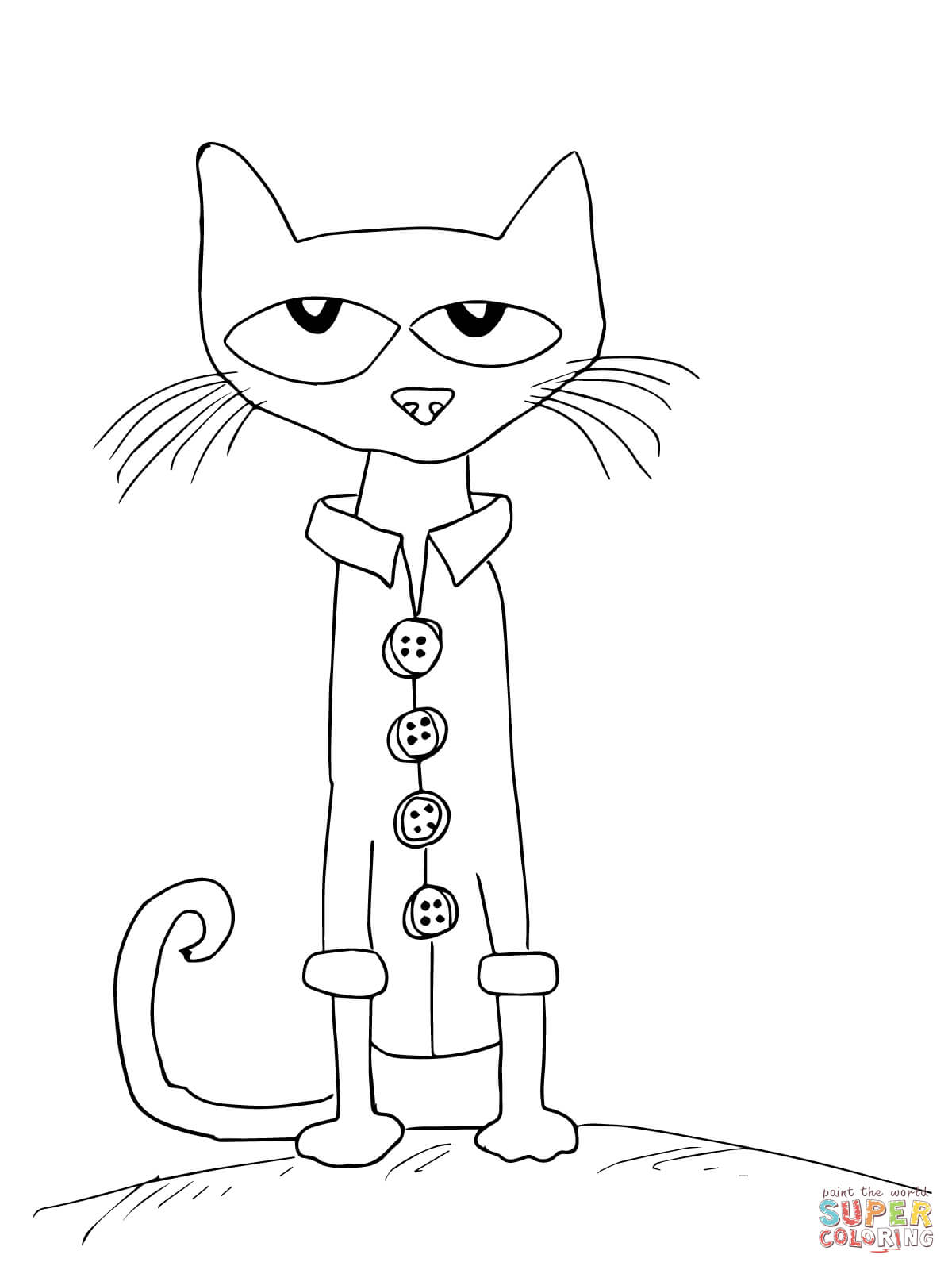 Pete The Cat And His Four Groovy Buttons Coloring Page   Supercoloring