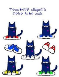 Pete The Cat Clip Art  Includes Pete In Different Colored Shoes And    