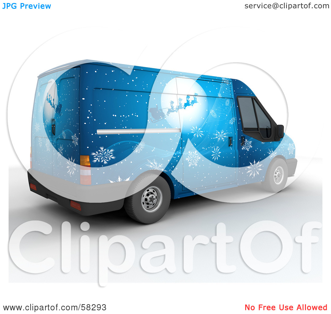 Royalty Free  Rf  Clipart Illustration Of Santas Blue 3d Delivery Van
