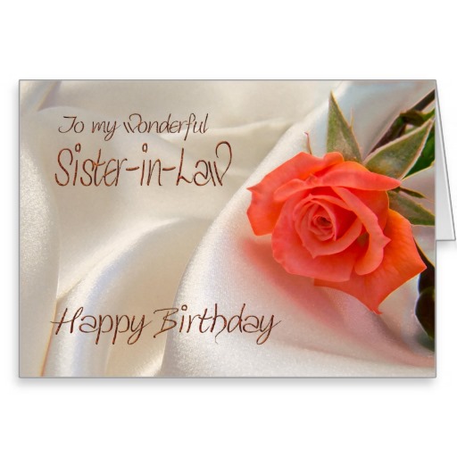 Sister In Law A Birthday Card With A Pink Rose