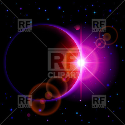 Space Background   Dark Planet With Purple Radiance And Bright Flare