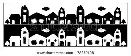 Vector Black And White Panorama City Vector Art 14276704jpg   Black