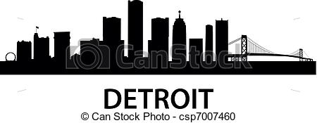 Vector Clipart Of Skyline Detroit   Detailed Silhouette Of Detroit    