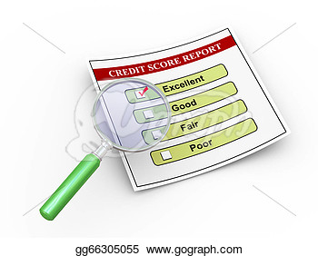 3d Magnifier And Credit Score Report  Stock Illustration Gg66305055