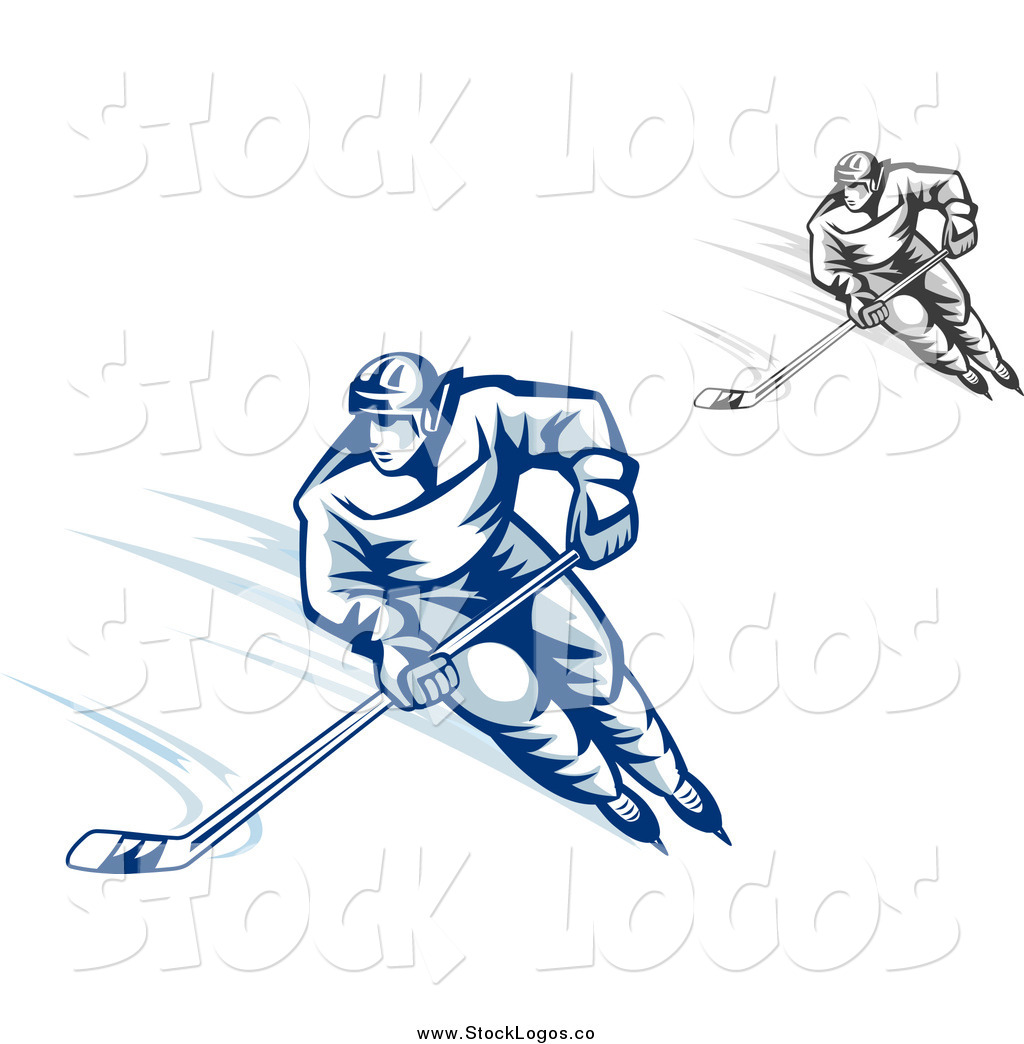     And Blue Hockey Players In Action Logos By Seamartini Graphics    9487