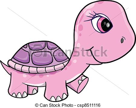Art Vector Of Cute Pink Girl Turtle Vector Csp8511116   Search Clipart