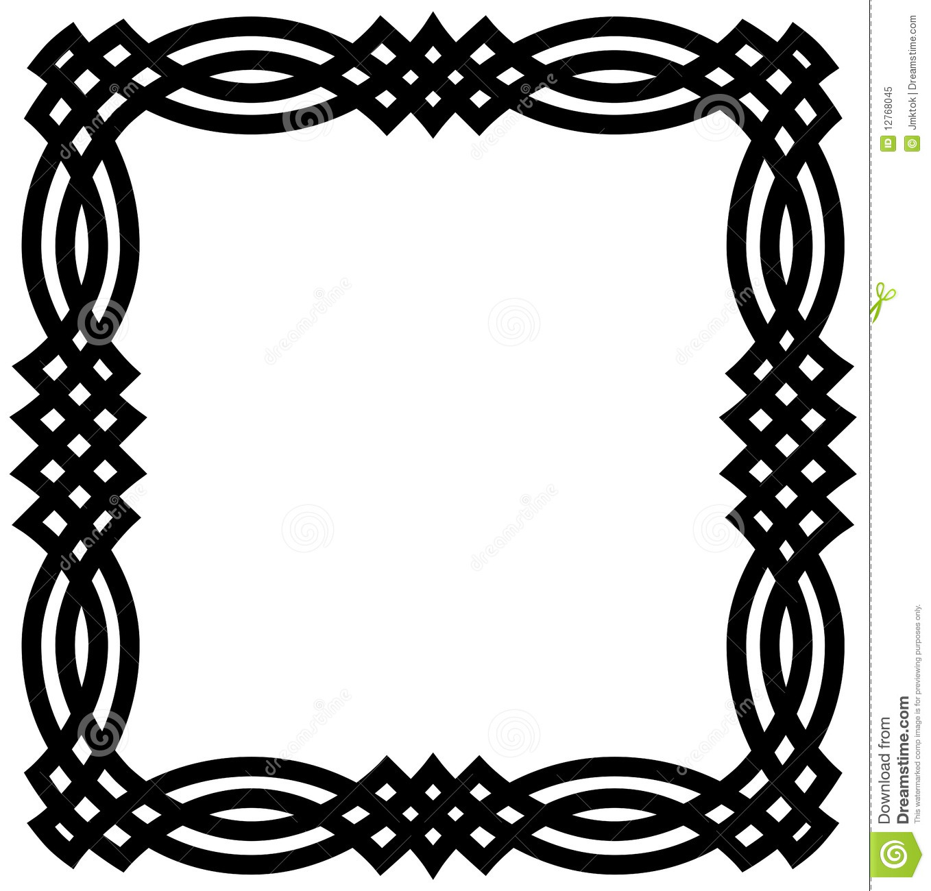 Black And White Square Border With Four Geometric Interwoven Lines For