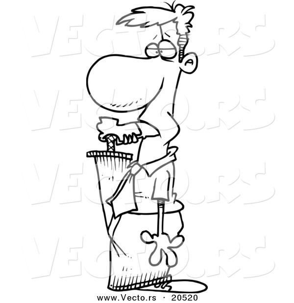     Cartoon Businessman With His Foot In His Mouth   Coloring Page Outline