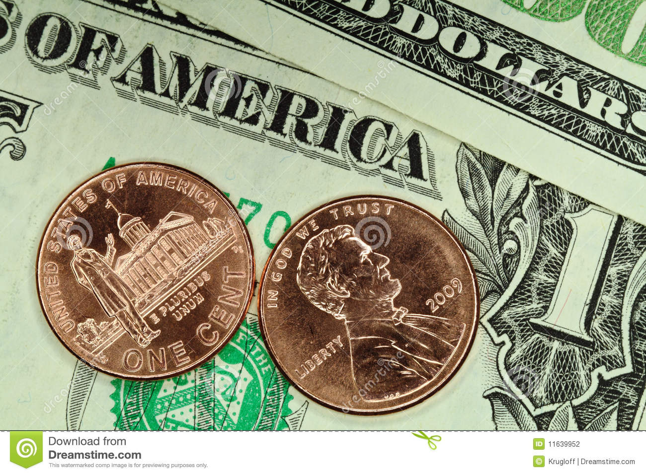 Cents And Dollars Stock Photography   Image  11639952
