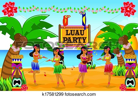 Clip Art   Hawaiian Luau Party  Fotosearch   Search Clipart    