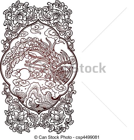 Clip Art Of Classic Phoenix Oriental Bird Csp4499081   Search Clipart
