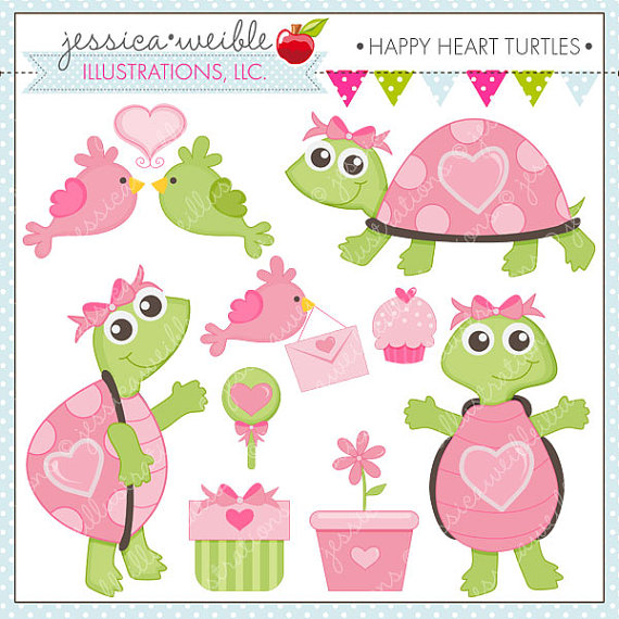 Clipart For Commercial Or Personal Use Valentine Clipart Cute Turtle
