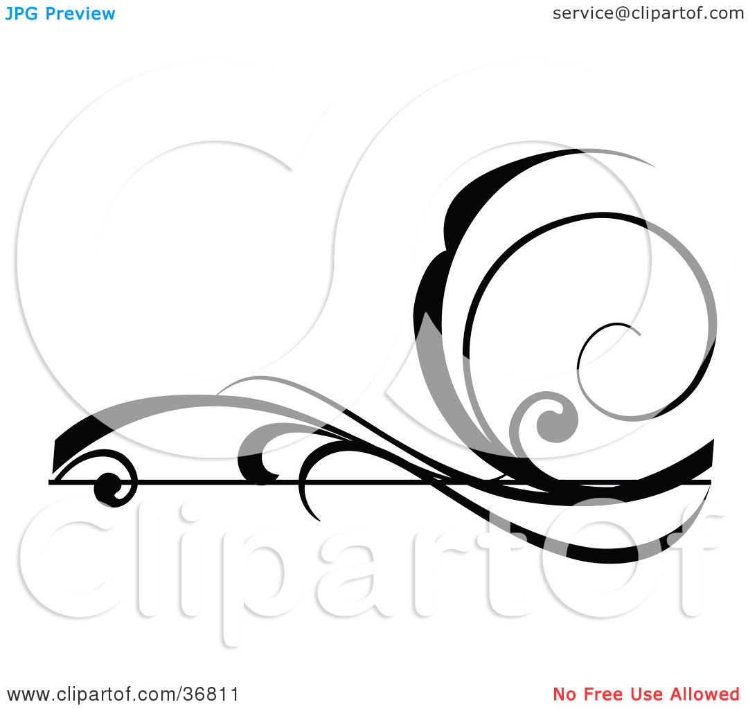 Clipart Illustration Of A Black Horizontal Scroll Design Element
