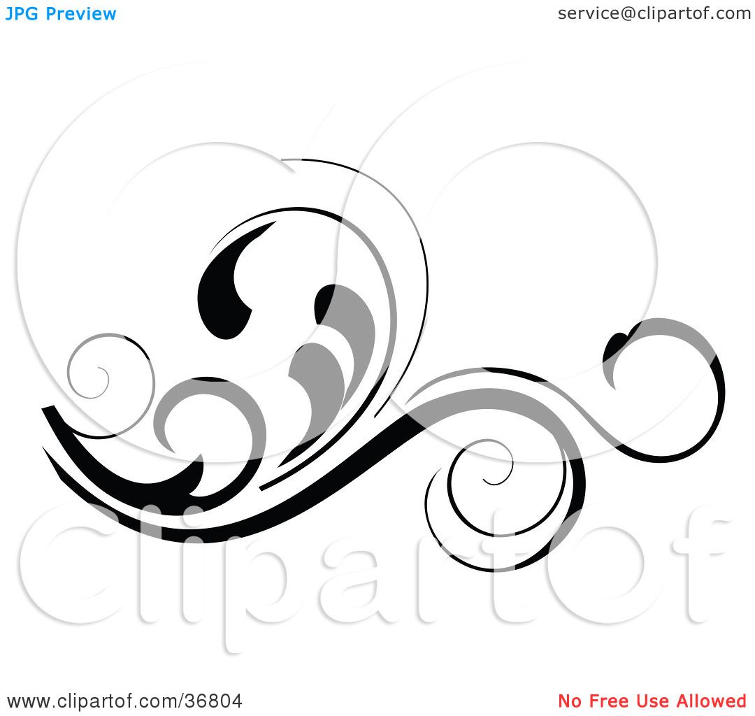 Clipart Illustration Of A Black Horizontal Scroll Design Element By