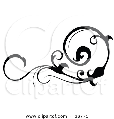 Clipart Illustration Of A Black Silhouetted Horizontal Scroll Design