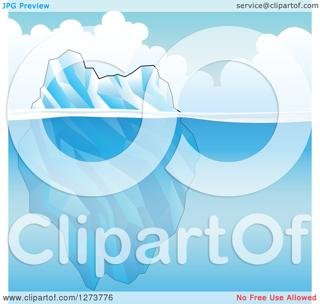 Clipart Of A Floating Iceberg And Blue Water   Royalty Free Vector    