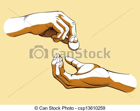 Clipart Vector Of Hands Giving Receiving Money   A Vector Of Two Hands    