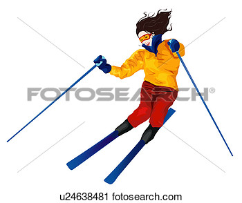 Clipart   Woman Downhill Skiing  Fotosearch   Search Clip Art