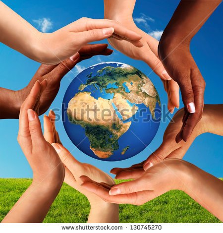 Conceptual Peace And Cultural Diversity Symbol Of Multiracial Hands    