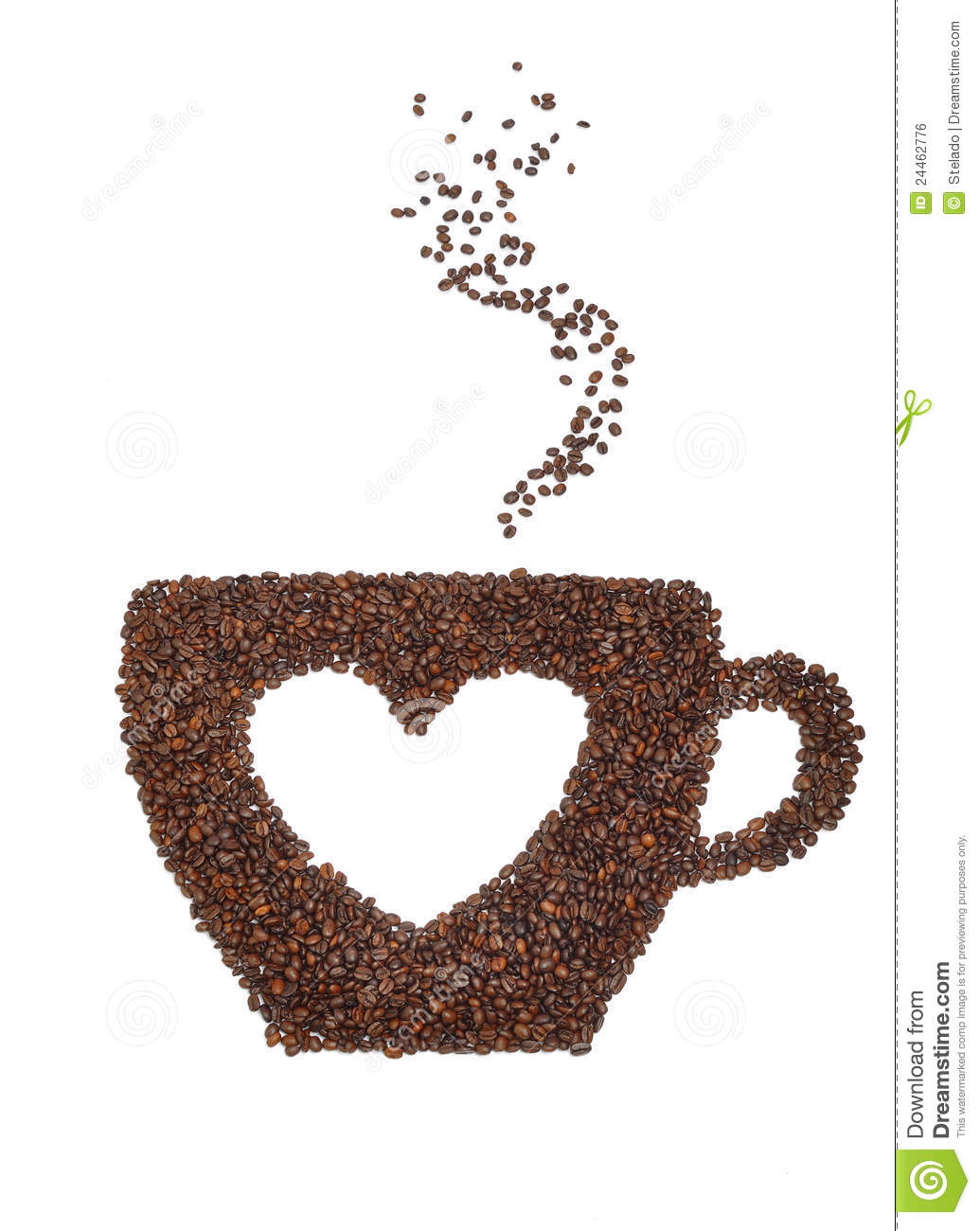 Cup Coffee Made From Coffee Beans With A Heart Symbol Isolated On