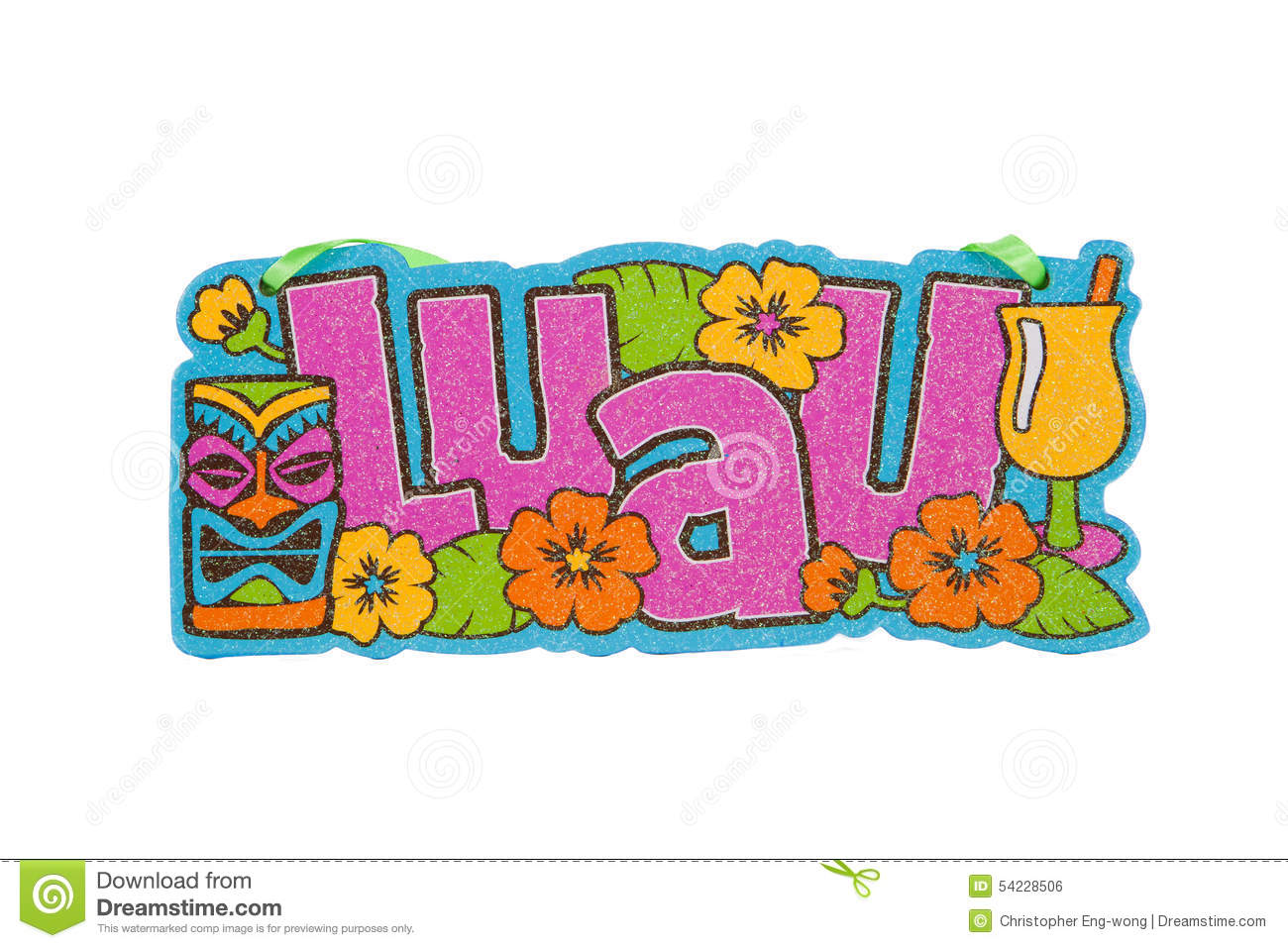 Decorative Luau Sign Against A White Background 