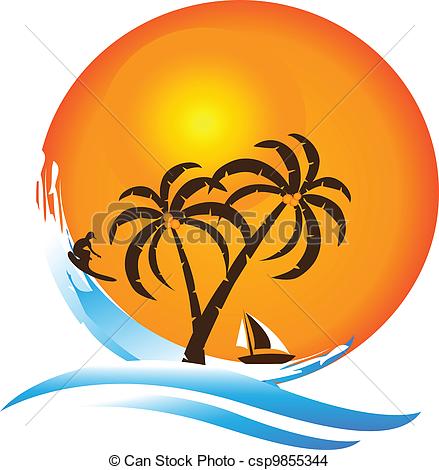 Eps Vector Of Tropical Island Paradise Logo Vector Csp9855344   Search