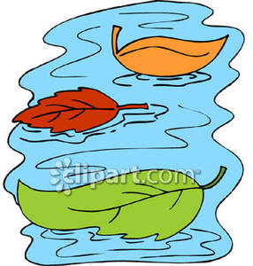 Fall Leaves Floating On Water   Royalty Free Clipart Picture
