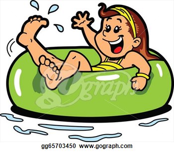     Floating On The Water In An Inner Tube Flotation Device  Eps Clipart