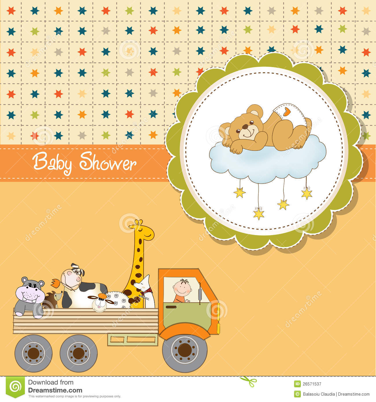 Funny Baby Shower Card Stock Vector Clipart Funny Baby Shower Card By    
