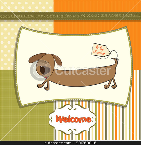 Funny Baby Shower Card With Long Dog Stock Vector Clipart Funny Baby    