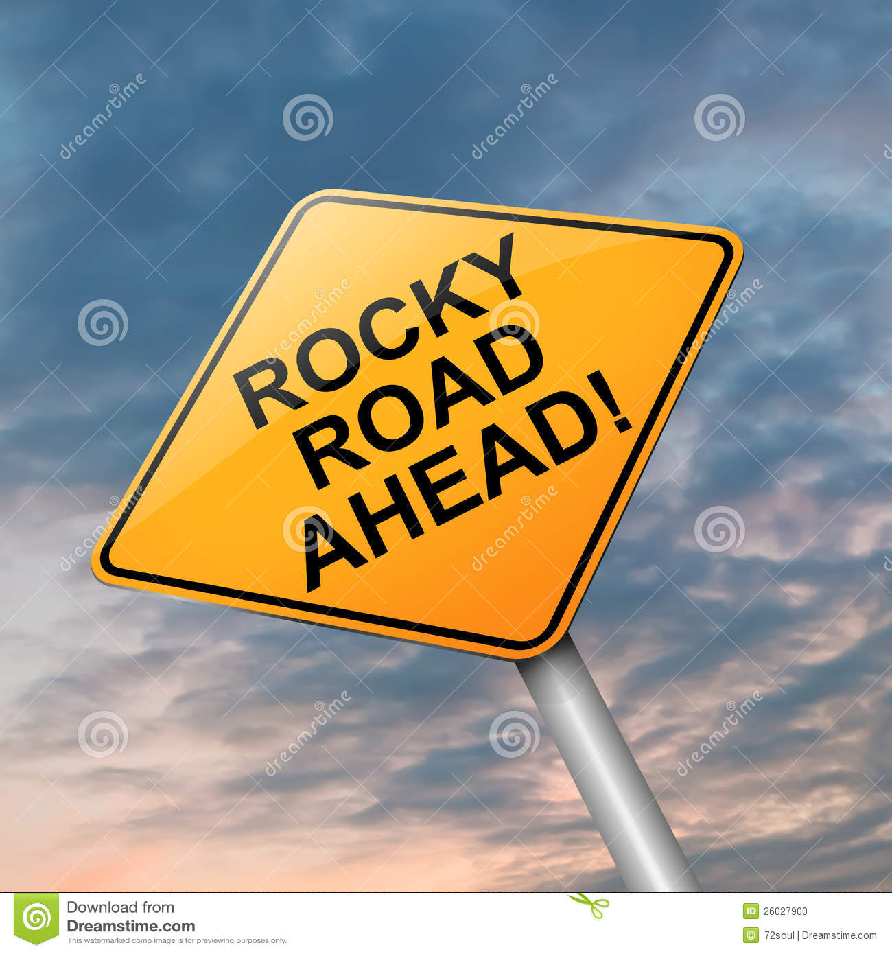 Illustration Depicting A Roadsign With A Difficulty Concept  Dramatic