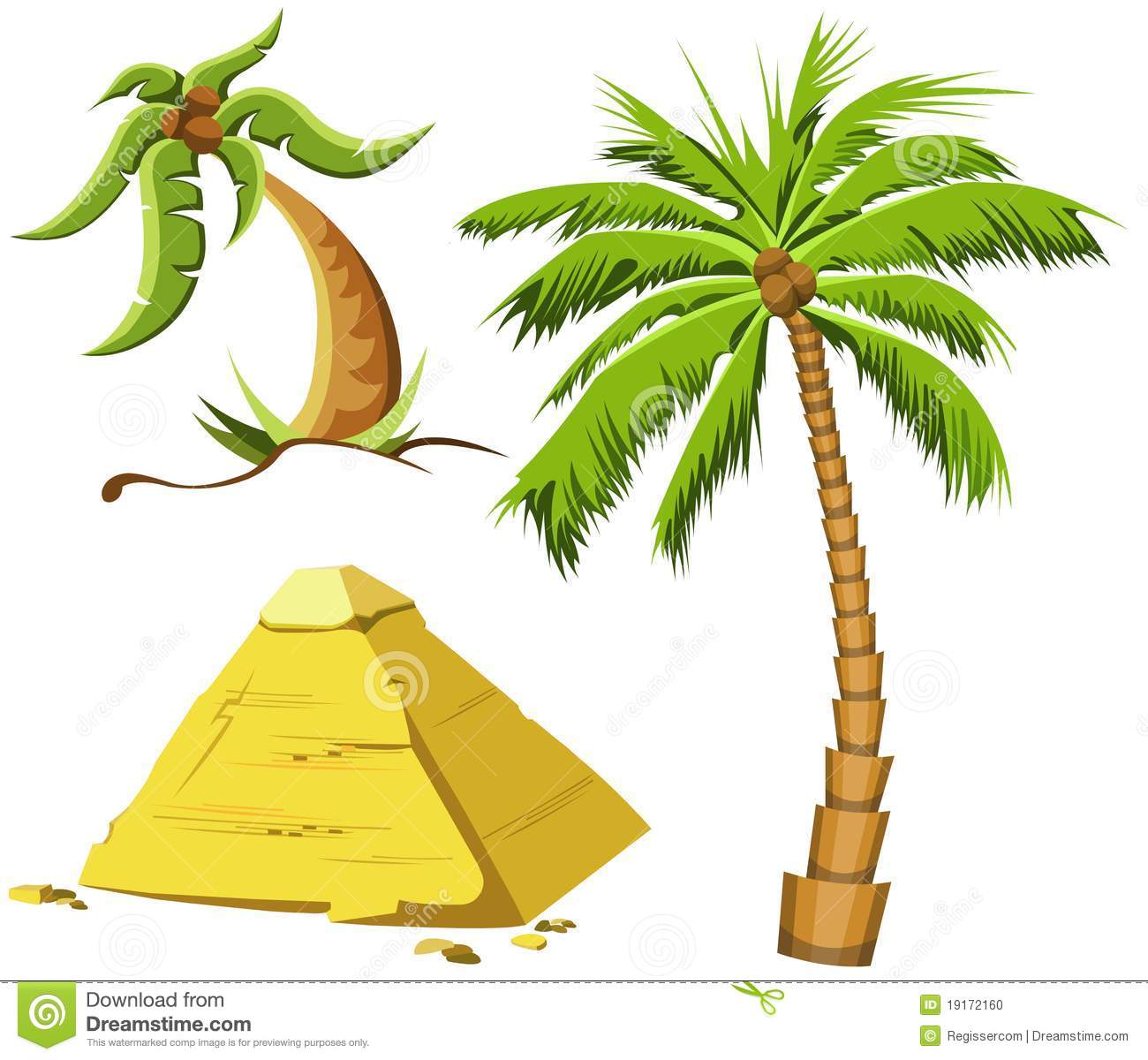 Illustration Of Tropical Palm Trees And Egypt Pyramid Isolated On A
