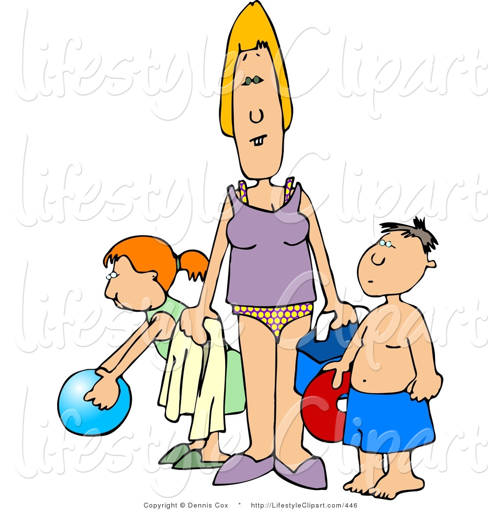Lifestyle Clipart Of A Single Mom Trying To Have Fun At The Beach With    