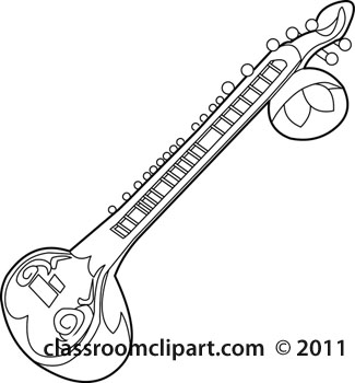 Music   Outline Sitar String Musical Instrument   Classroom Clipart