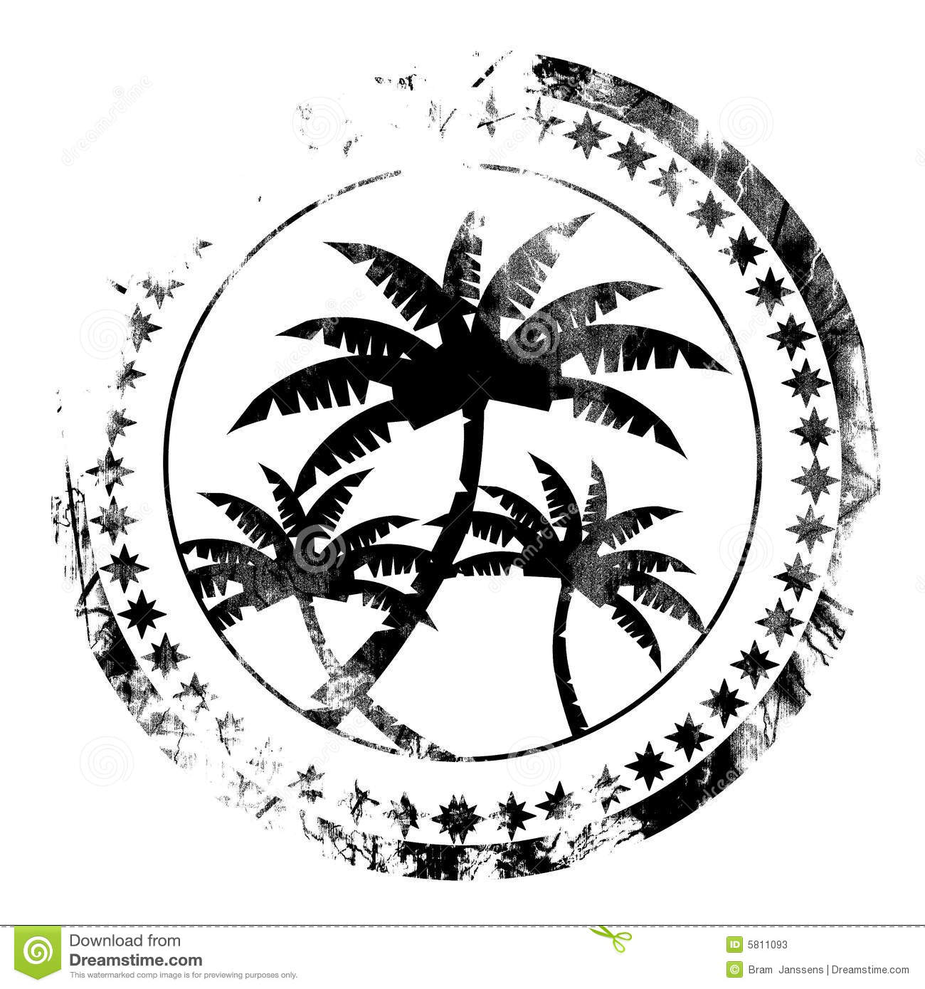 Postal Stamp With Palm Trees On It