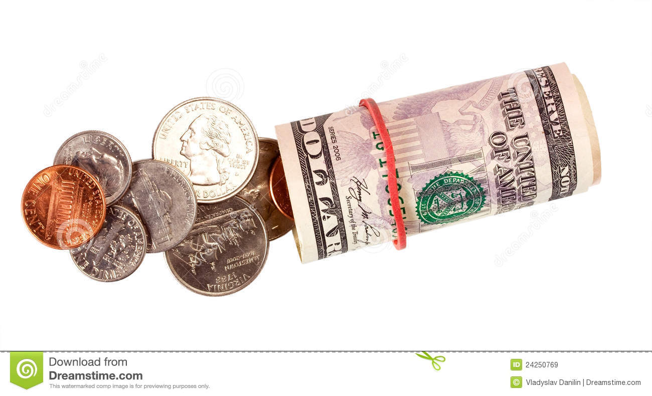 Roll Dollar And Cents Royalty Free Stock Images   Image  24250769