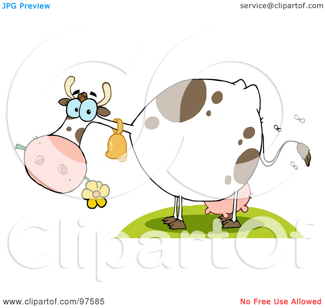 Royalty Free  Rf  Clipart Illustration Of A Stinky Farm Cow Eating A
