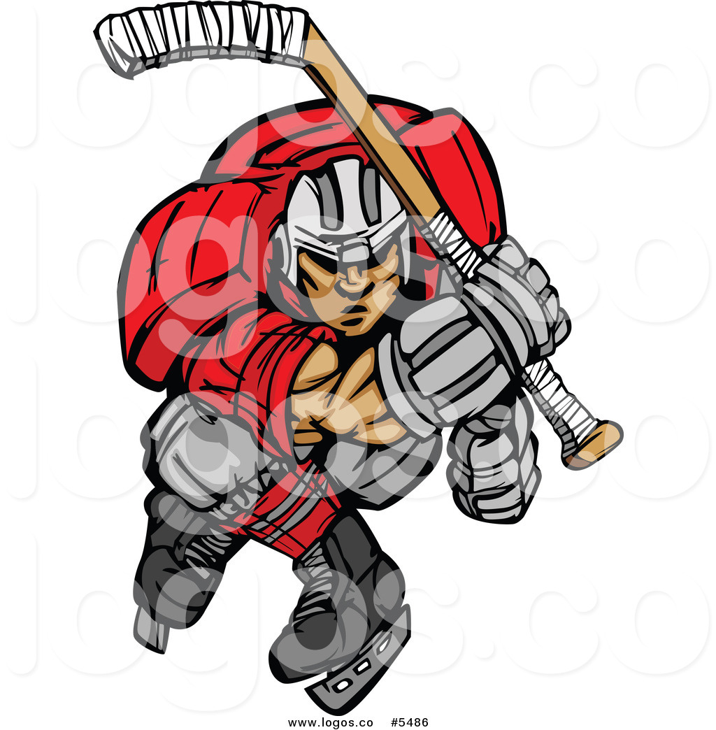Royalty Free Vector Of A Logo Of A Fierce Ice Hockey Player By    