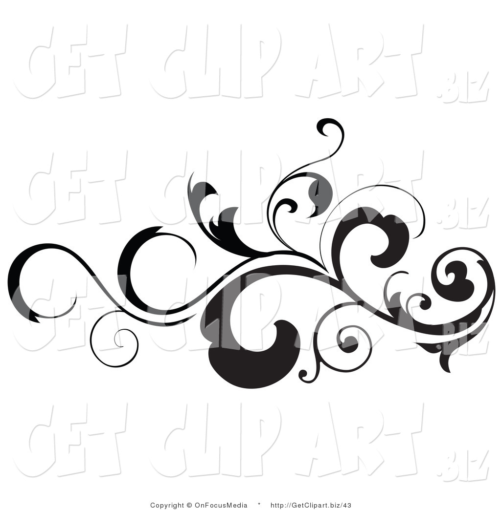 Scroll Design Element With Tendrils Flowing Horizontal By Onfocusmedia