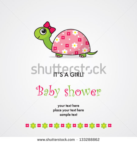     Shower With Cute Turtle   Stock Vector Baby Shower With Cute Turtle