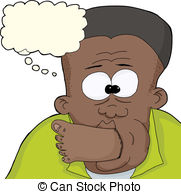 Thinking Man With Foot In Mouth Clipart Vector