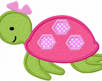 Turtle Girl Applique Machine Embroi Dery Design No 0020    