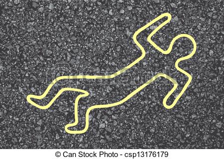 Vector   Chalk Outline Of A Dead Body   Stock Illustration Royalty