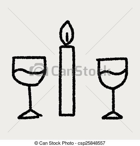 Vector   Doodle Candlelight Dinner   Stock Illustration Royalty Free