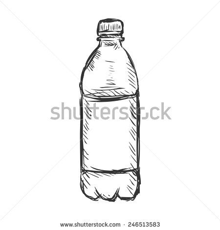 Vector Single Sketch Small Plastic Bottle Of Water   Stock Vector