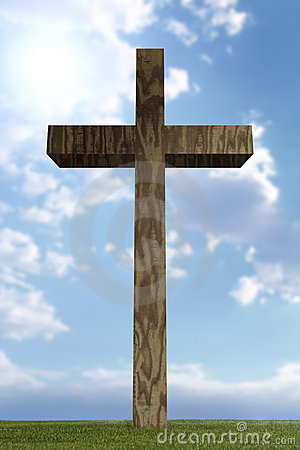 Wooden 3d Cross Illustration With Heavenly Glow Behind It