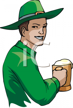 Clip Art Picture Of A Man Drinking Beer Dressed In Green