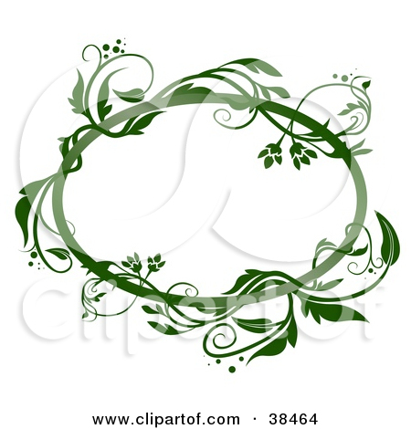 Clipart Illustration Of A Blank Oval Text Box Framed In Green Vines