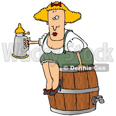 Clipart Illustration Of A Tipsy Blond Oktoberfest Woman In Costume