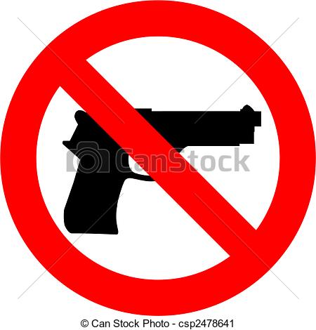 Clipart Of No Guns   Guns Forbidden Sign Isolated Over White